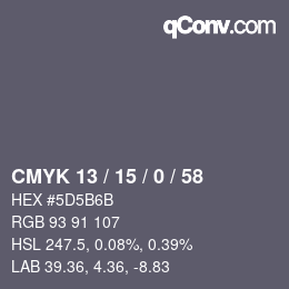 Color code: CMYK 13 / 15 / 0 / 58 | qconv.com