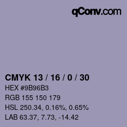 Farbcode: CMYK 13 / 16 / 0 / 30 | qconv.com