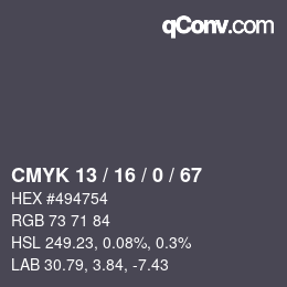 颜色代码: CMYK 13 / 16 / 0 / 67 | qconv.com