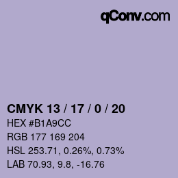 Color code: CMYK 13 / 17 / 0 / 20 | qconv.com