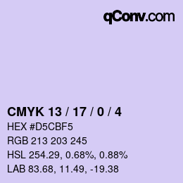 颜色代码: CMYK 13 / 17 / 0 / 4 | qconv.com