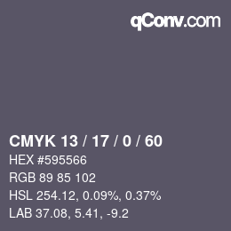 カラーコード: CMYK 13 / 17 / 0 / 60 | qconv.com