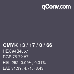 Color code: CMYK 13 / 17 / 0 / 66 | qconv.com