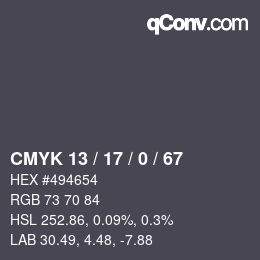 Color code: CMYK 13 / 17 / 0 / 67 | qconv.com