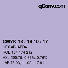 カラーコード: CMYK 13 / 18 / 0 / 17 | qconv.com