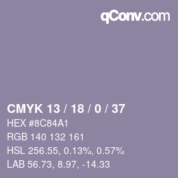 Farbcode: CMYK 13 / 18 / 0 / 37 | qconv.com
