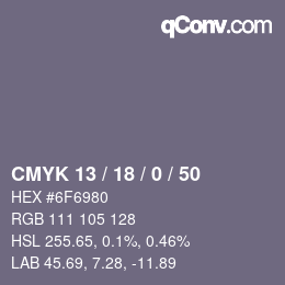颜色代码: CMYK 13 / 18 / 0 / 50 | qconv.com