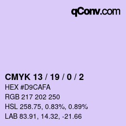 カラーコード: CMYK 13 / 19 / 0 / 2 | qconv.com