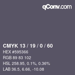 カラーコード: CMYK 13 / 19 / 0 / 60 | qconv.com