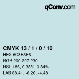 カラーコード: CMYK 13 / 1 / 0 / 10 | qconv.com