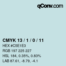 颜色代码: CMYK 13 / 1 / 0 / 11 | qconv.com