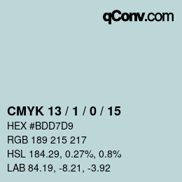 Farbcode: CMYK 13 / 1 / 0 / 15 | qconv.com