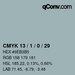 Color code: CMYK 13 / 1 / 0 / 29 | qconv.com
