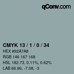 カラーコード: CMYK 13 / 1 / 0 / 34 | qconv.com