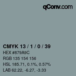 Color code: CMYK 13 / 1 / 0 / 39 | qconv.com