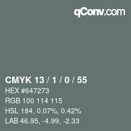 颜色代码: CMYK 13 / 1 / 0 / 55 | qconv.com