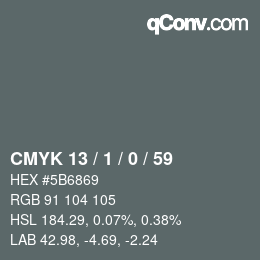 Color code: CMYK 13 / 1 / 0 / 59 | qconv.com