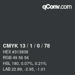 カラーコード: CMYK 13 / 1 / 0 / 78 | qconv.com