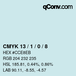 カラーコード: CMYK 13 / 1 / 0 / 8 | qconv.com