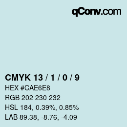 カラーコード: CMYK 13 / 1 / 0 / 9 | qconv.com