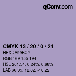 颜色代码: CMYK 13 / 20 / 0 / 24 | qconv.com