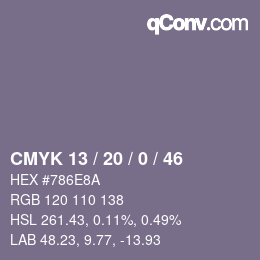 Color code: CMYK 13 / 20 / 0 / 46 | qconv.com