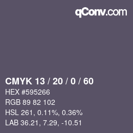 Color code: CMYK 13 / 20 / 0 / 60 | qconv.com