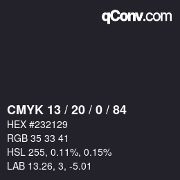Código de color: CMYK 13 / 20 / 0 / 84 | qconv.com