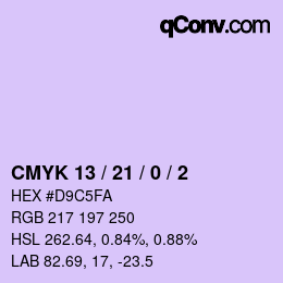 カラーコード: CMYK 13 / 21 / 0 / 2 | qconv.com