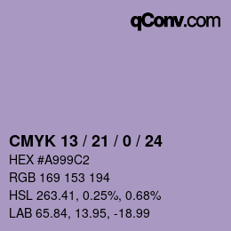 カラーコード: CMYK 13 / 21 / 0 / 24 | qconv.com