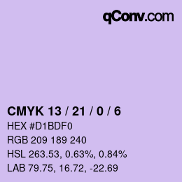 カラーコード: CMYK 13 / 21 / 0 / 6 | qconv.com