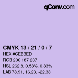 カラーコード: CMYK 13 / 21 / 0 / 7 | qconv.com