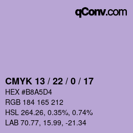 Farbcode: CMYK 13 / 22 / 0 / 17 | qconv.com