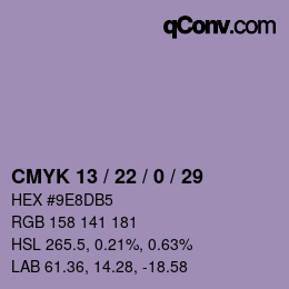 Color code: CMYK 13 / 22 / 0 / 29 | qconv.com