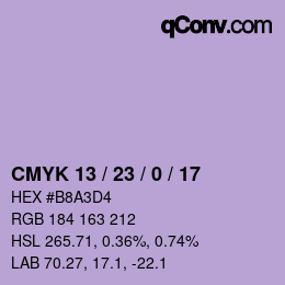 颜色代码: CMYK 13 / 23 / 0 / 17 | qconv.com