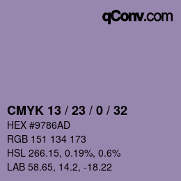 颜色代码: CMYK 13 / 23 / 0 / 32 | qconv.com