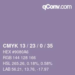 Color code: CMYK 13 / 23 / 0 / 35 | qconv.com