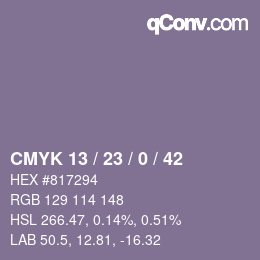 Color code: CMYK 13 / 23 / 0 / 42 | qconv.com