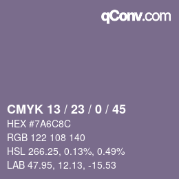 Color code: CMYK 13 / 23 / 0 / 45 | qconv.com