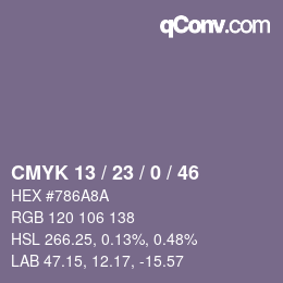 Color code: CMYK 13 / 23 / 0 / 46 | qconv.com