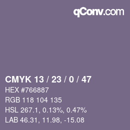 カラーコード: CMYK 13 / 23 / 0 / 47 | qconv.com