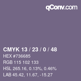 Color code: CMYK 13 / 23 / 0 / 48 | qconv.com