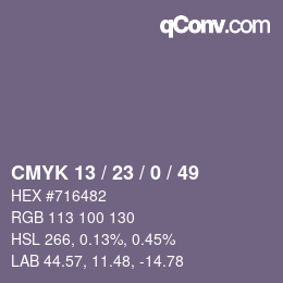 カラーコード: CMYK 13 / 23 / 0 / 49 | qconv.com