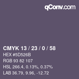 カラーコード: CMYK 13 / 23 / 0 / 58 | qconv.com