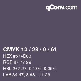 カラーコード: CMYK 13 / 23 / 0 / 61 | qconv.com