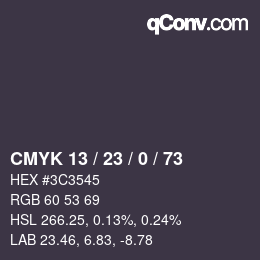 Color code: CMYK 13 / 23 / 0 / 73 | qconv.com