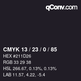 Color code: CMYK 13 / 23 / 0 / 85 | qconv.com