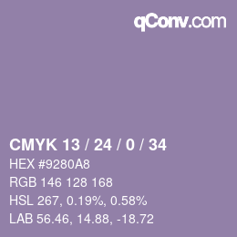 カラーコード: CMYK 13 / 24 / 0 / 34 | qconv.com