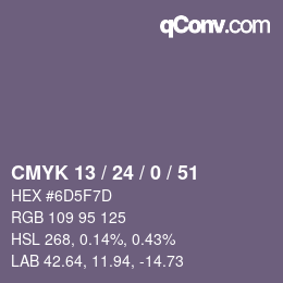 カラーコード: CMYK 13 / 24 / 0 / 51 | qconv.com