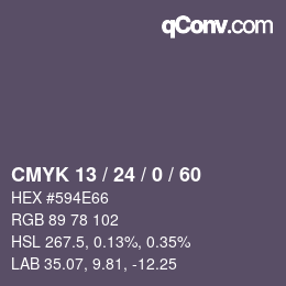カラーコード: CMYK 13 / 24 / 0 / 60 | qconv.com